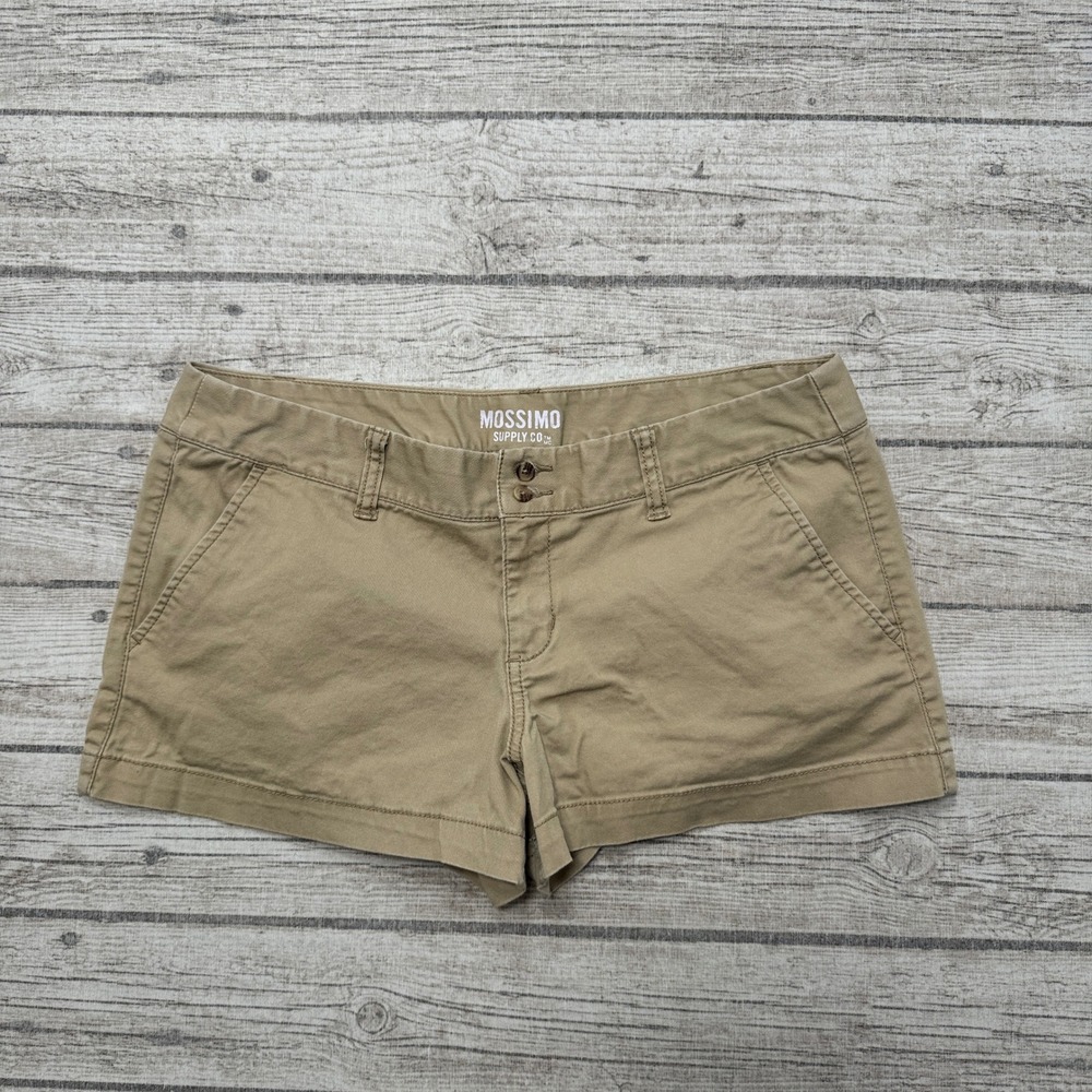 Mossimo Chino Shorts Women's 11 Khaki Slim Fit Low Rise Hiking Workwear Summer